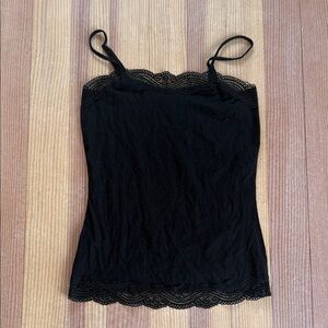 Ann Taylor Elegant Black Lace Trim Cami Top